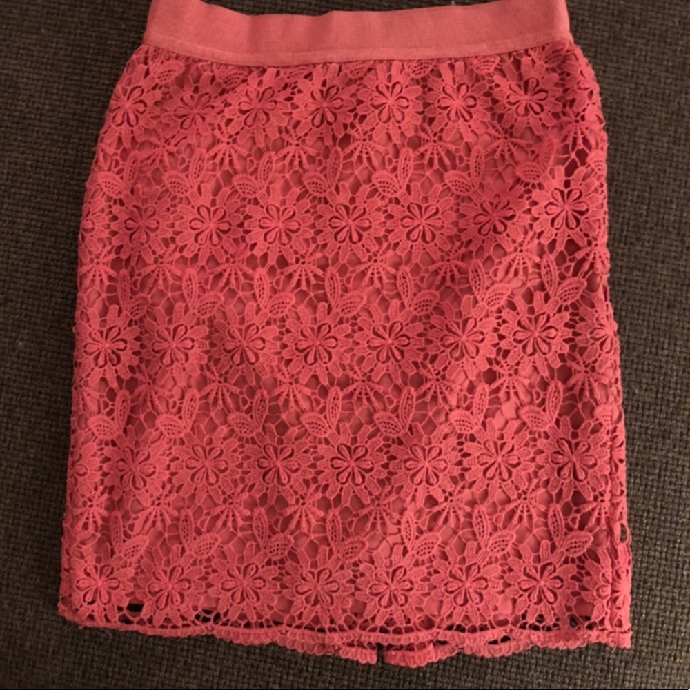 Ann Taylor red orange eyelit skirt